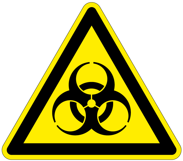 pictogram biologische stoffen, geel zwart, driehoek, iso 7010, w009, micro organisme